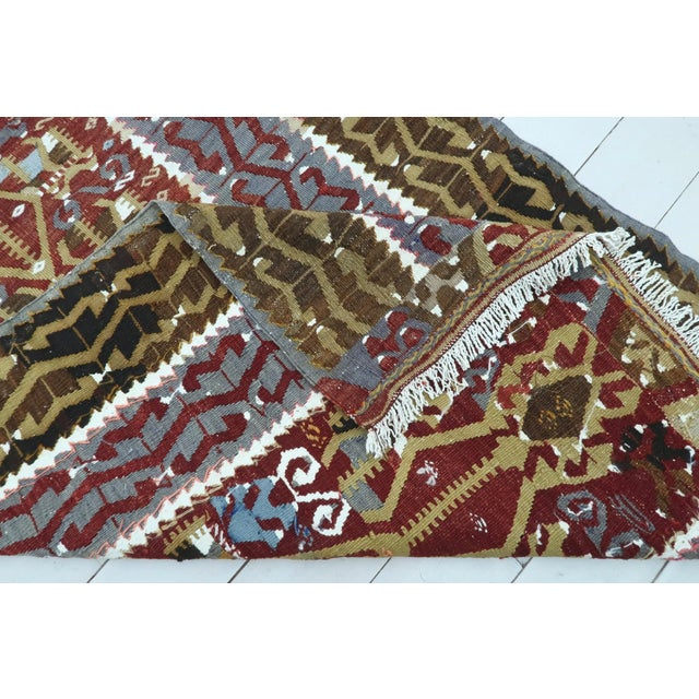 Vintage Turkish Kilim Flat Weave Rug For Sale - Image 4 of 11