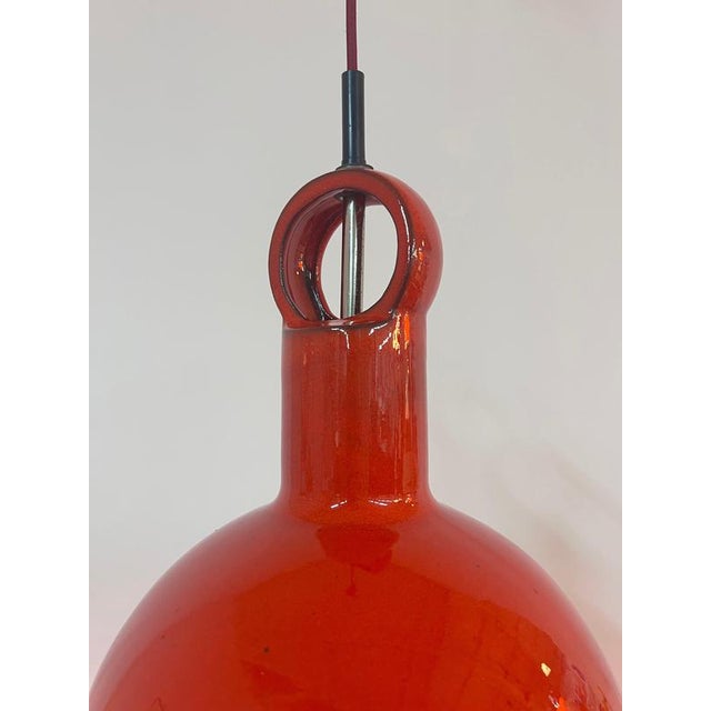 Red Ceramic Hanging Lamp For Sale - Image 9 of 11