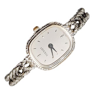 White Gold Watch with Braided Strap from Tissot For Sale
