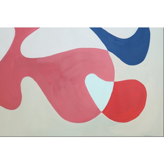 2026, Mid Century Modern Style, Contemporary Painting of Primary Tones and Curves, Triptych, Acrylic Paint on Watercolor Paper For Sale - Image 9 of 11