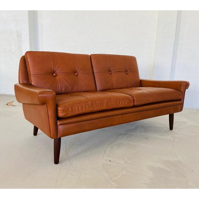 Vintage Danish Mid-Century Svend Skipper 2 Person Cognac Leather Sofa For Sale - Image 12 of 15