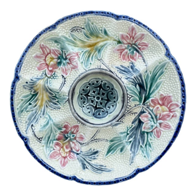 Belgium Majolica Oyster Plate Wasmuel Circa 1890 For Sale