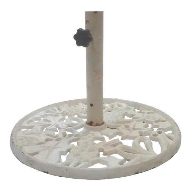 Vintage Woodard Cast Iron Grapes Motif Umbrella Stand, Attributed For Sale