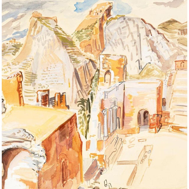 The Ancient Theater - Watercolor on Paper by M.E. Wrede - Mid 20th Century Mid 20th Century For Sale - Image 3 of 4