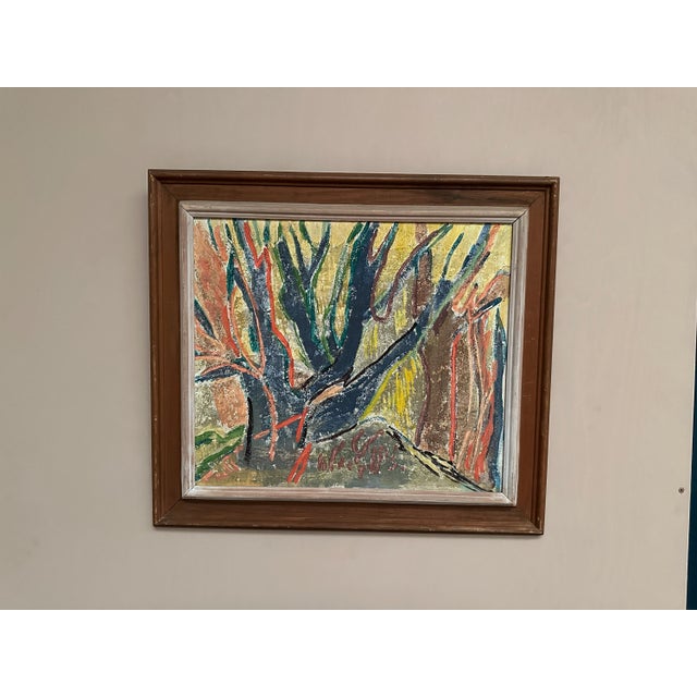 Original Vintage Swedish Oil on Panel – “Trees (Abstract Composition)” by Alam – Signed & Dated 1952 – Vintage & Framed –...