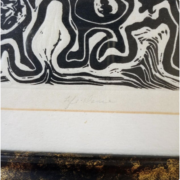 1970s 1976 Theodore L. Reller Jr. Signed Woodcut Artist's Proof "Life Dance" Framed Relief Print For Sale - Image 5 of 9