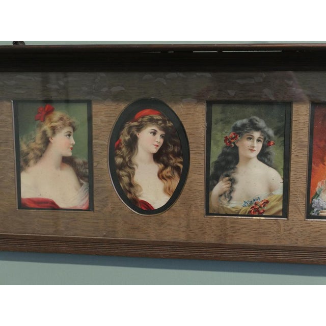 6 Pre-Raphaelite Portraits Mounted in an Oak Shelf For Sale - Image 4 of 7