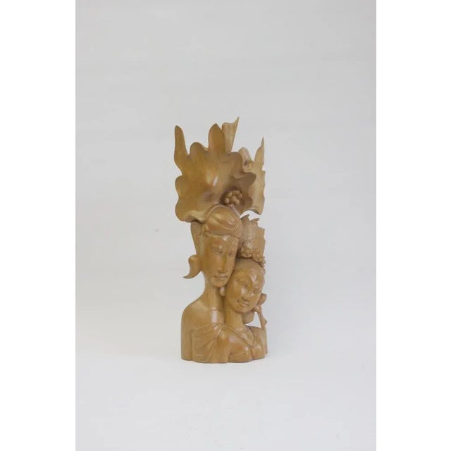 1930s Balinese Art Deco Wooden Sculpture of a Couple, 1930s For Sale - Image 5 of 11