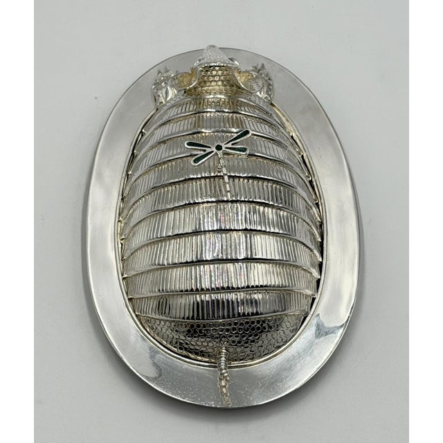 Emilia Castillo Silver Plate Armadillo Butter Dish With Malachite, Taxco Mexico For Sale In Los Angeles - Image 6 of 18
