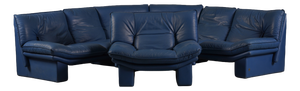 Postmodern Leather Sofa and Lounge Chair by Nicoletti Salotti, Italy, 1980s, Set of 2