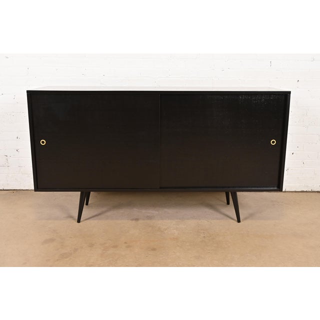 Mid-Century Modern Paul McCobb Planner Group Mid-Century Modern Black Lacquered Sideboard Credenza, Newly Refinished For Sale - Image 3 of 14