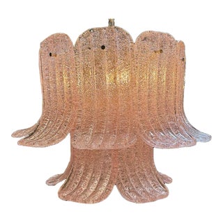 Modern Pink Murano Glass Bell Shaped Chandelier For Sale