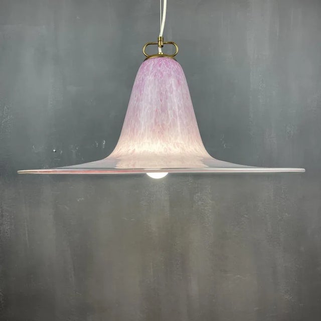1970s Mid-Century Pink Murano Glass Pendant Lamp by Veluce, Italy, 1970s For Sale - Image 5 of 11
