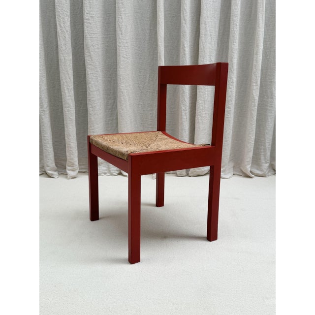 Red Stained Oak and Cane Chairs by Gerard Geytenbeek for ASZ Meubelen, Netherlands, 1960s, Set of 5 For Sale - Image 10 of 16