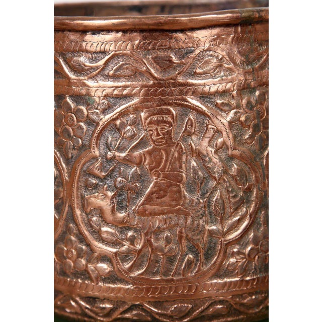 Hand Etched Copper Jardiniere in the Style of Mamluke, Egypt, 1920 For Sale In Palm Springs - Image 6 of 6