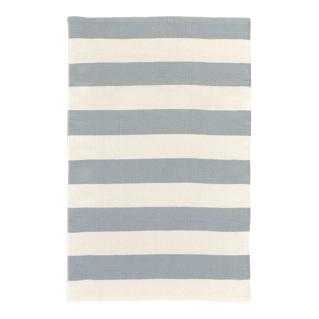 Dash & Albert by Annie Selke Catamaran Stripe Light Blue/Ivory Indoor/Outdoor Rug, 9' 6" x 13' 6" For Sale