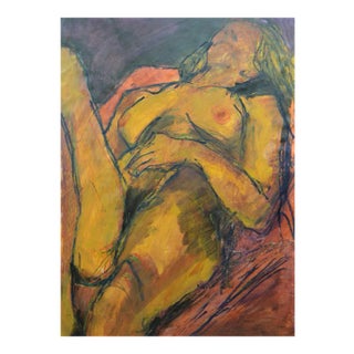 Angela Lyle "Reclining Nude" Mixed Media Painting on Paper For Sale