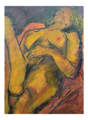 Angela Lyle "Reclining Nude" Mixed Media Painting on Paper