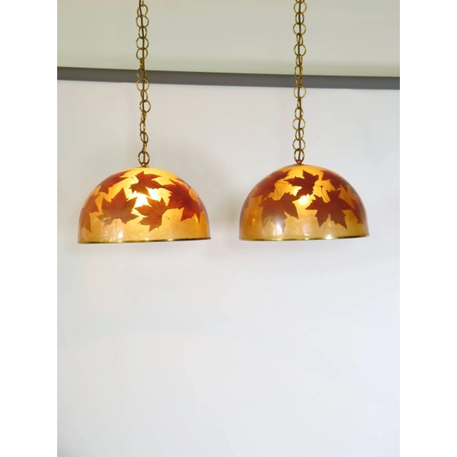 1980s Italian Resin Design Hanging Lamps Leaves, 1980s, Set of 2 For Sale - Image 5 of 18