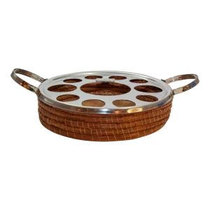 Serving Carrying Storage Wood and Rope Round Tray