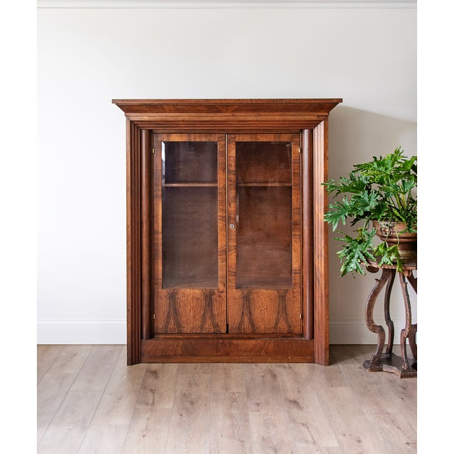 Mid 19th Century 19th-Century Italian Walnut & Burl Walnut Glazed Bookcase For Sale - Image 5 of 5