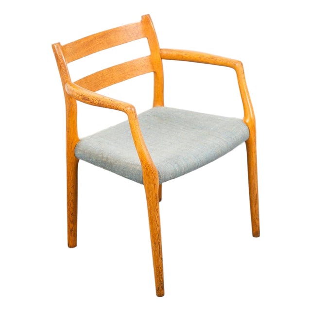 Mid Century Danish Modern Dining Chair Niels j.l Moller #67 Oak Denmark Armchair For Sale