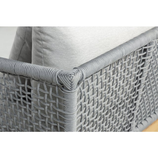2020s Cypress Teak Wood Outdoor Arm Chair With Gray Rope Design For Sale - Image 5 of 12