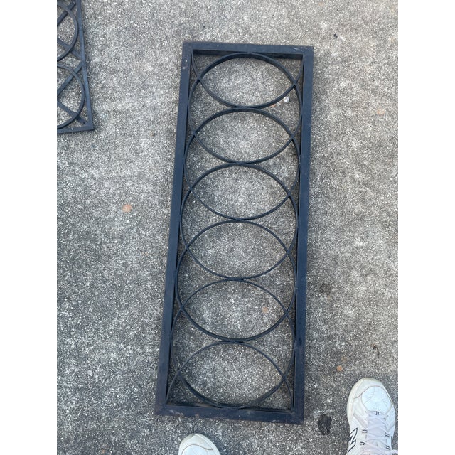 Pair of Heavy Cast Iron Decorative Panels With Interlocking Circular Design For Sale - Image 4 of 6