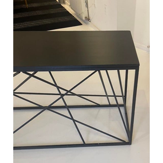 Tension Grid Console, Matte Black Steel and Ebony-Stained Wood, 2025 For Sale - Image 4 of 5