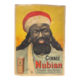 Rare and Magnificent Antique Lithographic Poster, Cirage Nubian, c.1900 For Sale