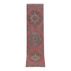 1960s Vintage Faded Turkish Runner Rug 3'4'' X 13'3''