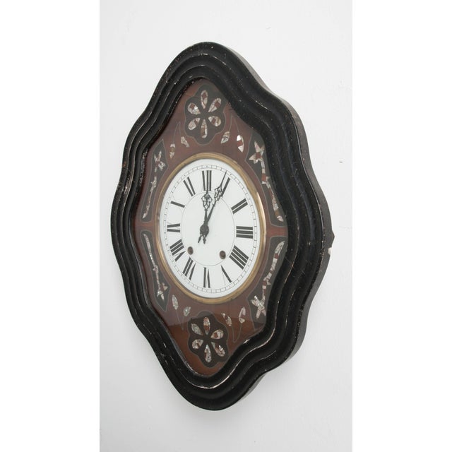 French 19th Century Napoleon III Mother-of-Pearl Inlay Wall Clock For Sale In Baton Rouge - Image 6 of 9