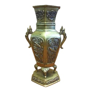 19th Century Japanese Scholar's Brass Hexagonal Vase