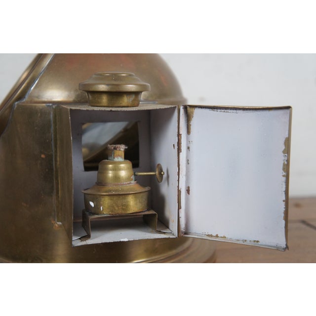 Antique Copper Brass Nautical Maritime Gimbal Compass Binnacle Ship Oil Lamp For Sale - Image 6 of 11