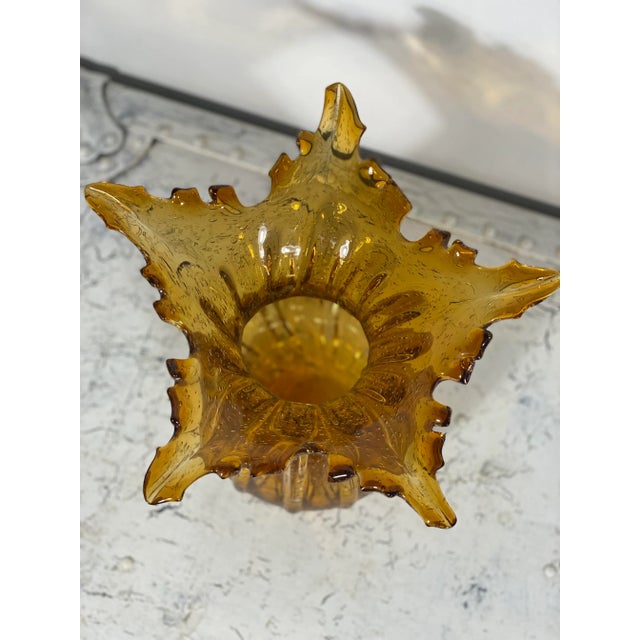 Glass Late 20th Century Mouth Blown Amber Vase For Sale - Image 7 of 12