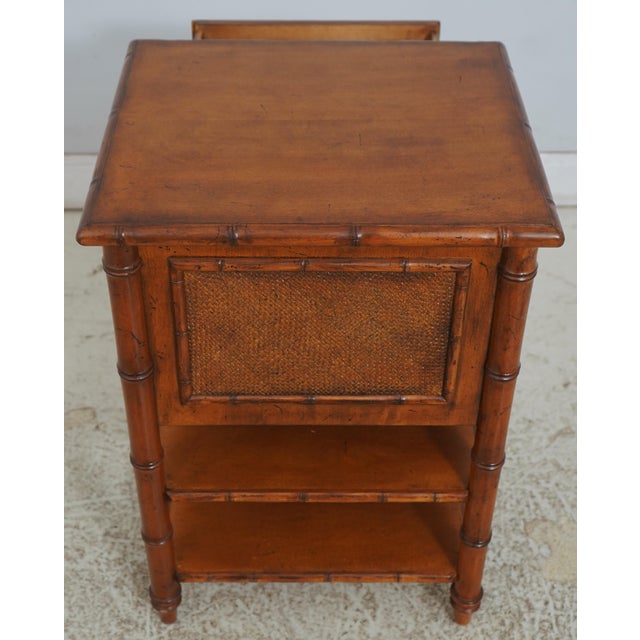 Wood 1990s Pair of Tommy Bahama Bamboo Form Island Style Nightstands For Sale - Image 7 of 17