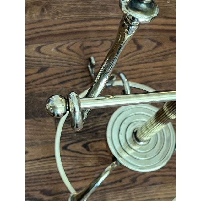 Vintage Asjustable Solid Brass Valet / Butler Stands With Classical Scrollwork a Pair For Sale - Image 11 of 12