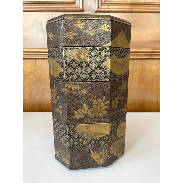 Japanese Maki-e Lacquer Stack Box Jubako For Sale In Atlanta - Image 6 of 18