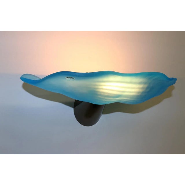 Carlo Nason "Lithos" Aquamarine Murano Hand Cast Glass Wall Lamp, Mid-Century Modern For Sale In New York - Image 6 of 13