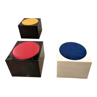 Set of 3 Cube Stools Il Kubile by Mim Roma, Italy, 1970s For Sale