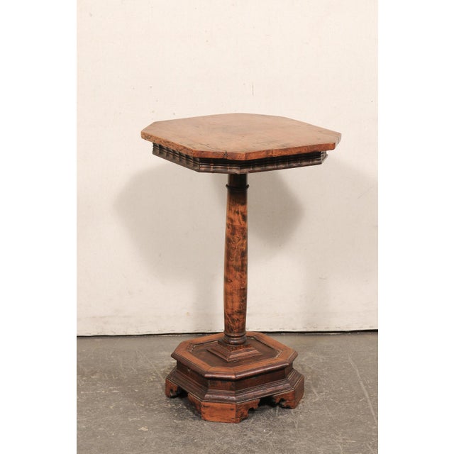 English Wooden Pedestal End Table, 19th C. For Sale - Image 4 of 12