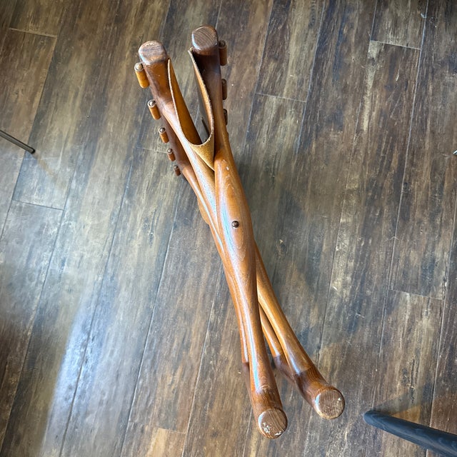Brown Poul Hundevad Teak Folding Stool For Sale - Image 8 of 9