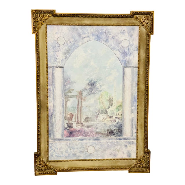 Late 20th Century “Classical Ruins” Architectural Oil Painting by Bianchetti, Framed For Sale