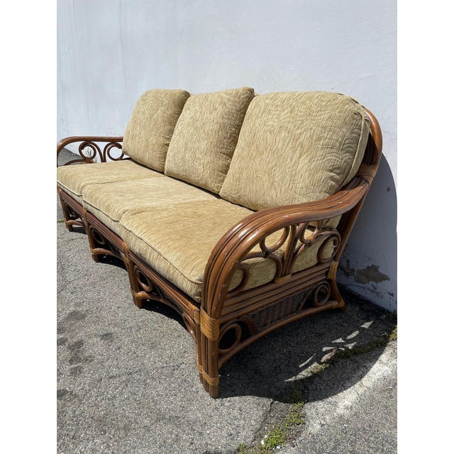 Late 20th Century Rattan Sofa For Sale - Image 4 of 10