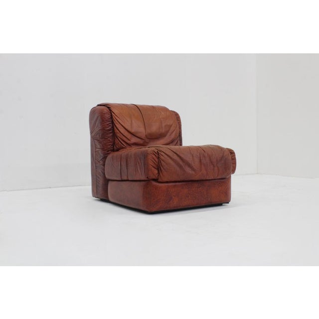 Brown Vintage Seven Modular Sofa in Cognac Leather from Salotti, Italy, 1970s, Set of 5 For Sale - Image 8 of 14