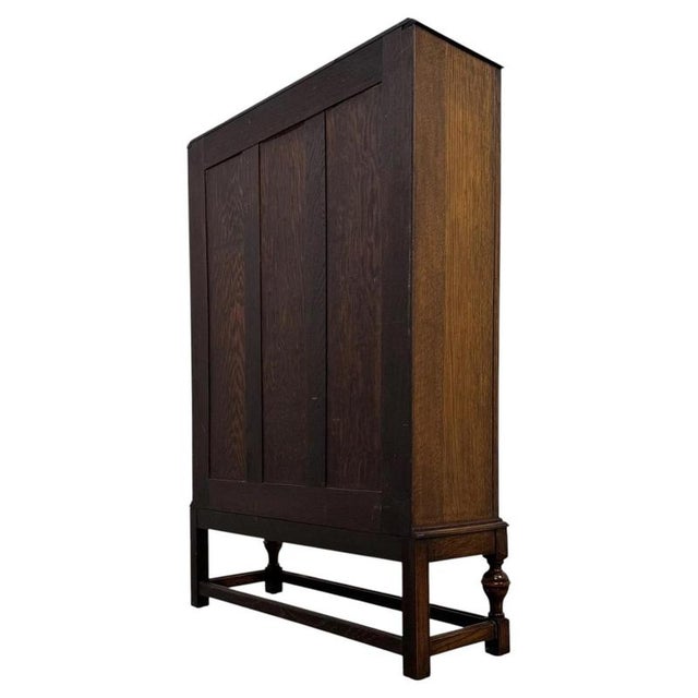 Brown Antique English Oak Glazed Display Cabinet, 1900s For Sale - Image 8 of 12