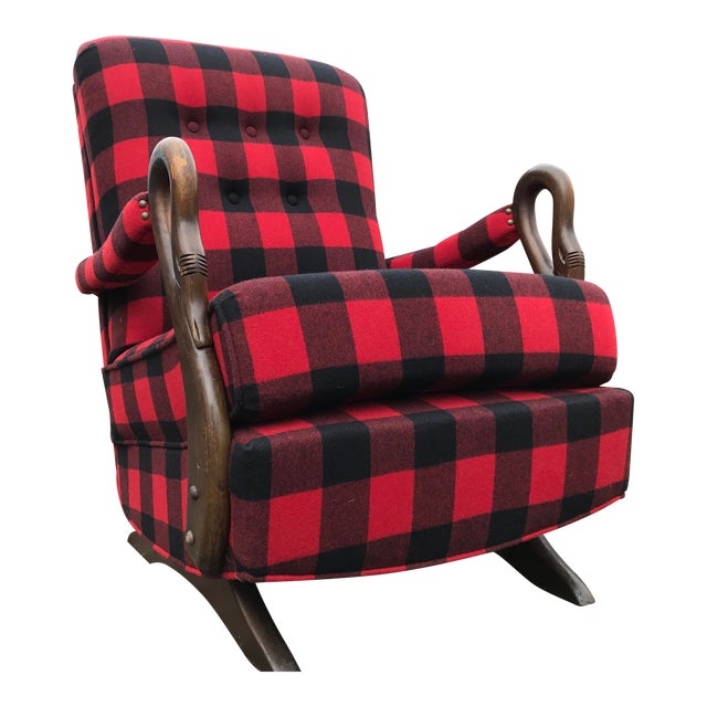 Buffalo Check Antique Gooseneck Platform Rocking Chair Chairish