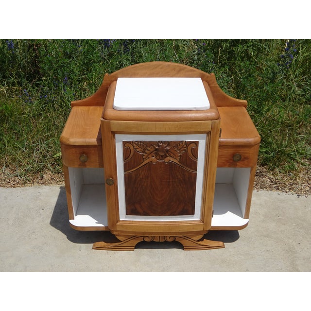 Large Vintage Art Deco Bedside Table in Light Wood, 1930s For Sale - Image 12 of 18