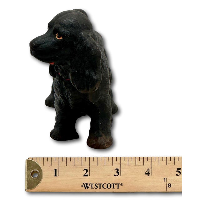 Vintage 1930s Smaller Size Hubley Mfg. Co. Cast Iron Cocker Spaniel Dog Doorstop in Rare All Black Paint For Sale - Image 18 of 18