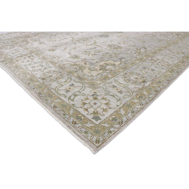 30069 Modern Silk Indian Rug, 09'03 x 12'00. Neoclassic meets contemporary Chippendale in this hand knotted silk modern...